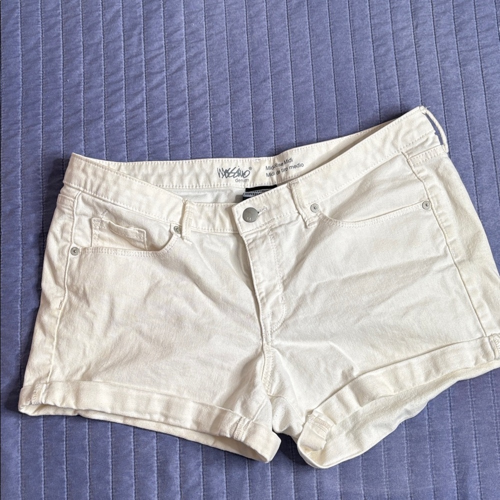 Mossimo Supply Co. White Denim Roll-Cuff Jean Shorts